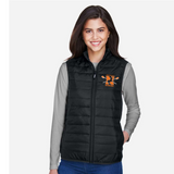 Women's Black Puffer Vest – Embroidered